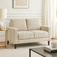 Cey Loveseat, Taupe Corduroy Upholstery, Modern Style Brown Legs, 55 Inch - BM345338