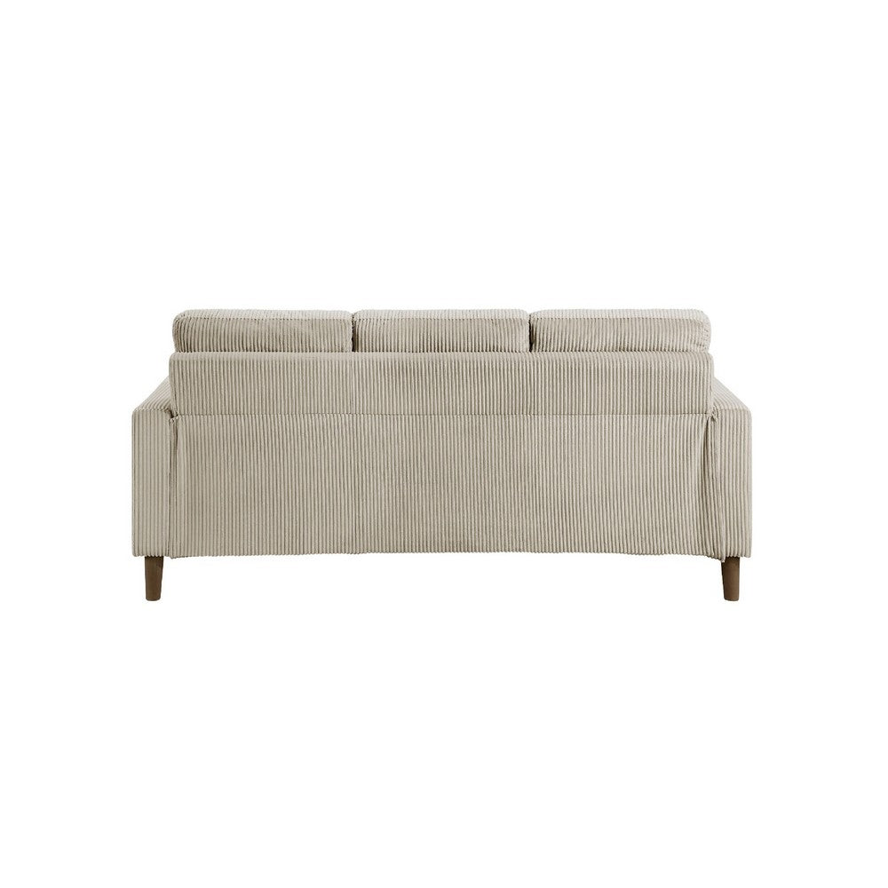 Cey Sofa, Taupe Corduroy Upholstery, Modern Style Brown Legs, 77 Inch - BM345339