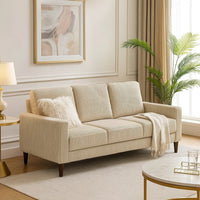 Cey Sofa, Taupe Corduroy Upholstery, Modern Style Brown Legs, 77 Inch - BM345339
