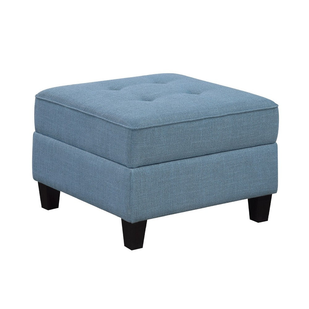 Gey Modular Storage Ottoman, Tufted Cushion, Blue Upholstery 26 Inch - BM345342