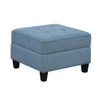 Gey Modular Storage Ottoman, Tufted Cushion, Blue Upholstery 26 Inch - BM345342