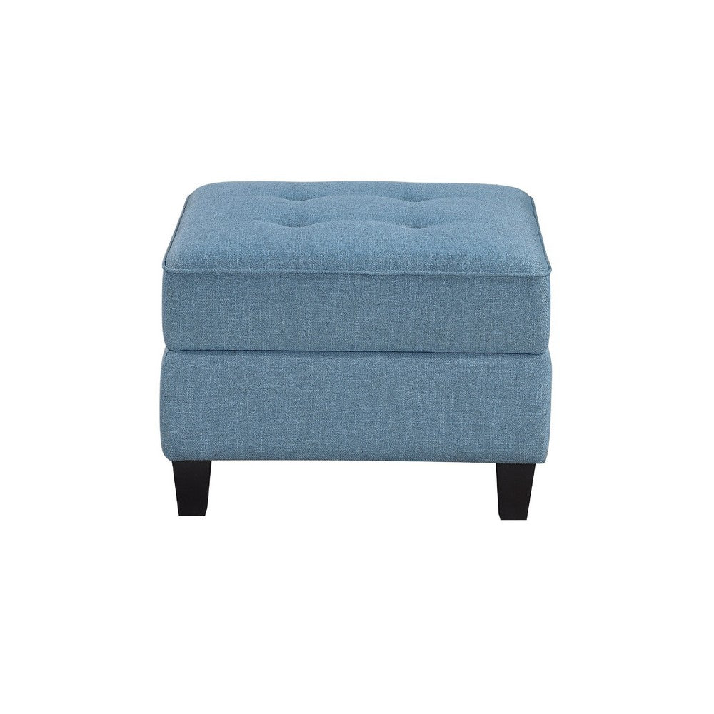 Gey Modular Storage Ottoman, Tufted Cushion, Blue Upholstery 26 Inch - BM345342