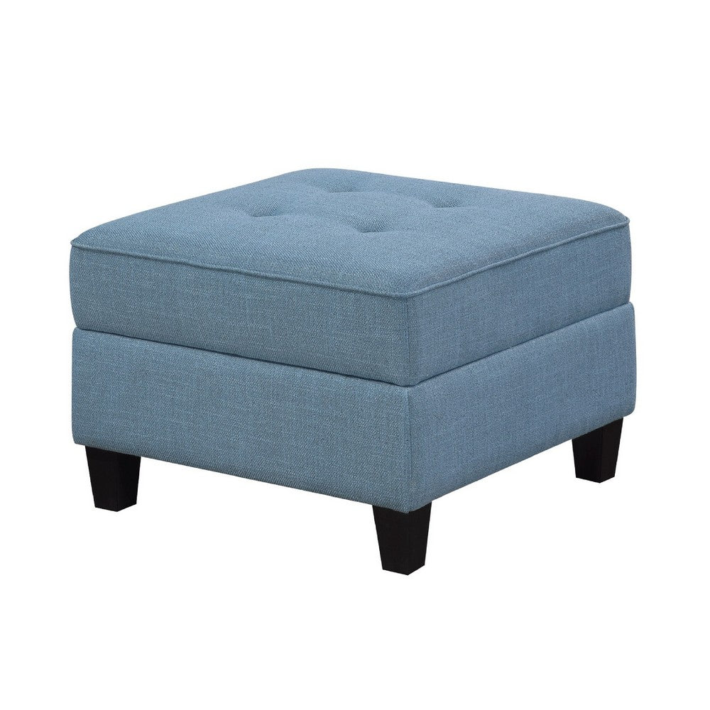 Gey Modular Storage Ottoman, Tufted Cushion, Blue Upholstery 26 Inch - BM345342