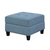 Gey Modular Storage Ottoman, Tufted Cushion, Blue Upholstery 26 Inch - BM345342