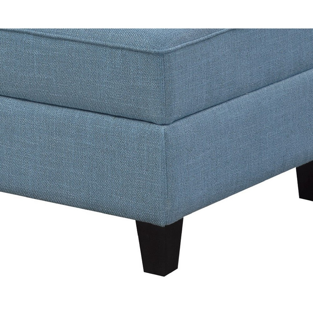 Gey Modular Storage Ottoman, Tufted Cushion, Blue Upholstery 26 Inch - BM345342
