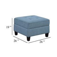 Gey Modular Storage Ottoman, Tufted Cushion, Blue Upholstery 26 Inch - BM345342