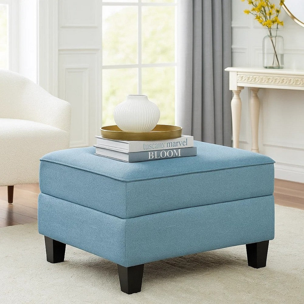 Gey Modular Storage Ottoman, Tufted Cushion, Blue Upholstery 26 Inch - BM345342