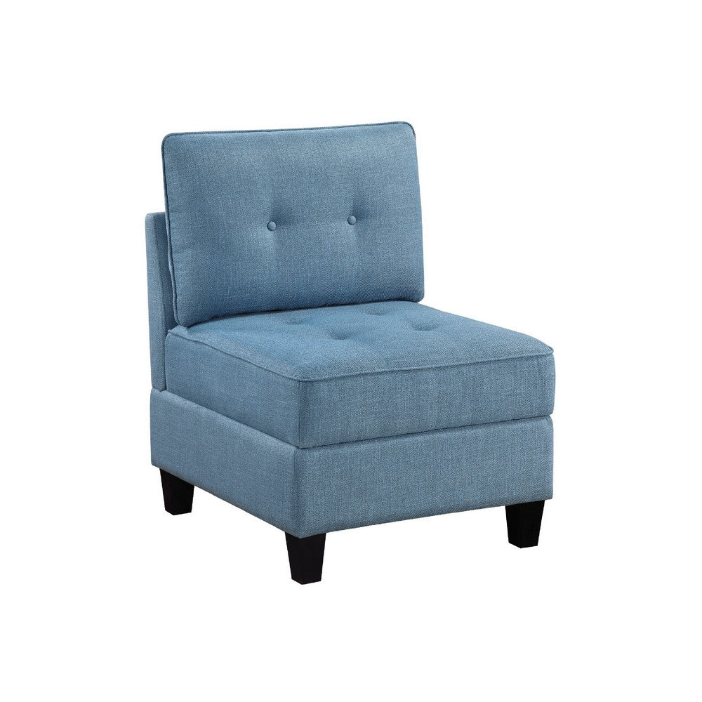 Gey Modular Storage Accent Armless Chair, Tufted Blue Upholstery - BM345343