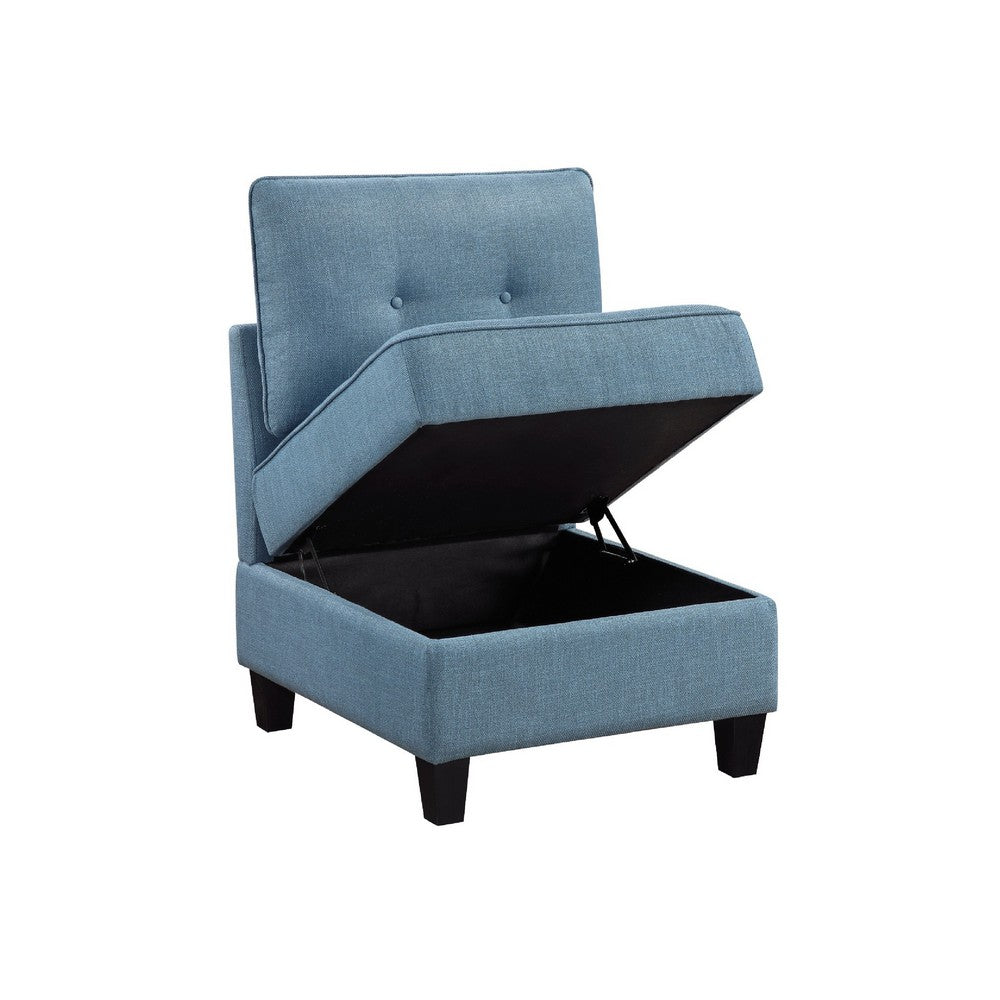 Gey Modular Storage Accent Armless Chair, Tufted Blue Upholstery - BM345343