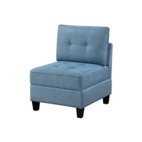 Gey Modular Storage Accent Armless Chair, Tufted Blue Upholstery - BM345343