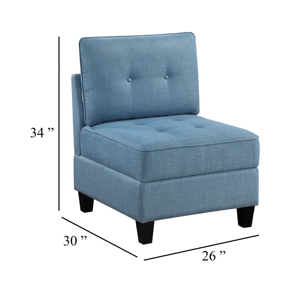 Gey Modular Storage Accent Armless Chair, Tufted Blue Upholstery - BM345343