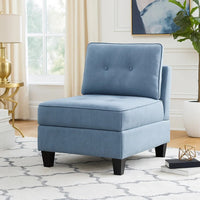 Gey Modular Storage Accent Armless Chair, Tufted Blue Upholstery - BM345343