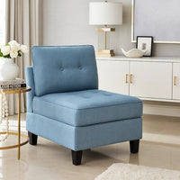 Gey Modular Storage Accent Armless Chair, Tufted Blue Upholstery - BM345343