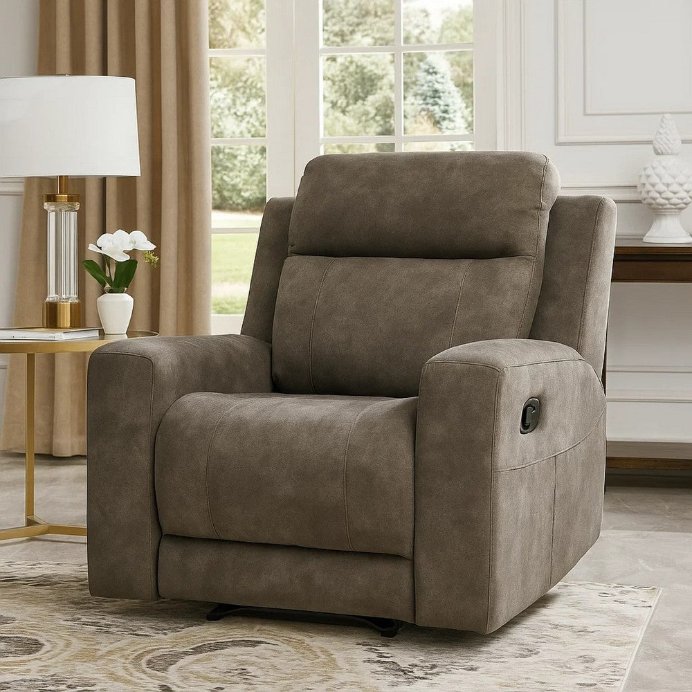 Diti Manual Pull Tab Reclining Chair, Brown Stain Resistant Microfiber  - BM345345