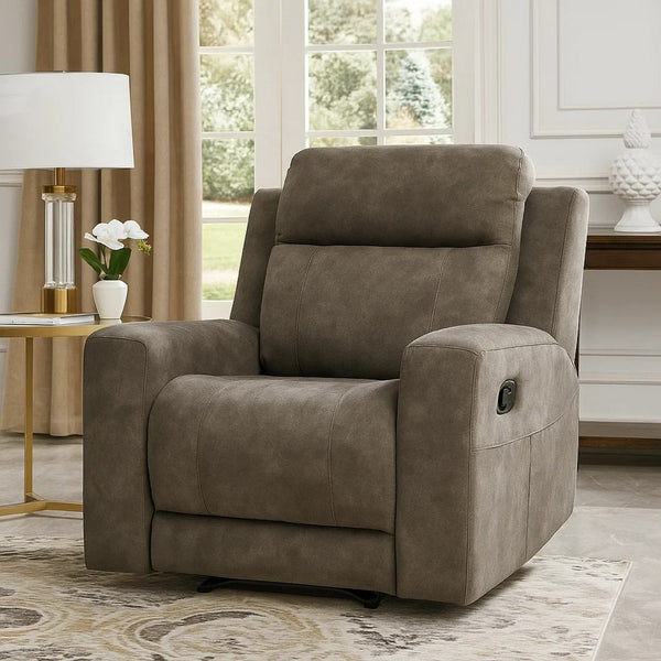 Diti Manual Pull Tab Reclining Chair, Brown Stain Resistant Microfiber  - BM345345