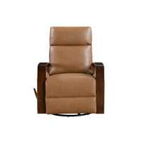 Mery Swivel Glider Manual Reclining Chair, Camel Brown Faux Leather - BM345346