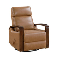 Mery Swivel Glider Manual Reclining Chair, Camel Brown Faux Leather - BM345346