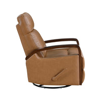 Mery Swivel Glider Manual Reclining Chair, Camel Brown Faux Leather - BM345346