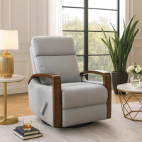 Mery Swivel Glider Manual Reclining Chair, Light Gray Boucle Fabric  - BM345347