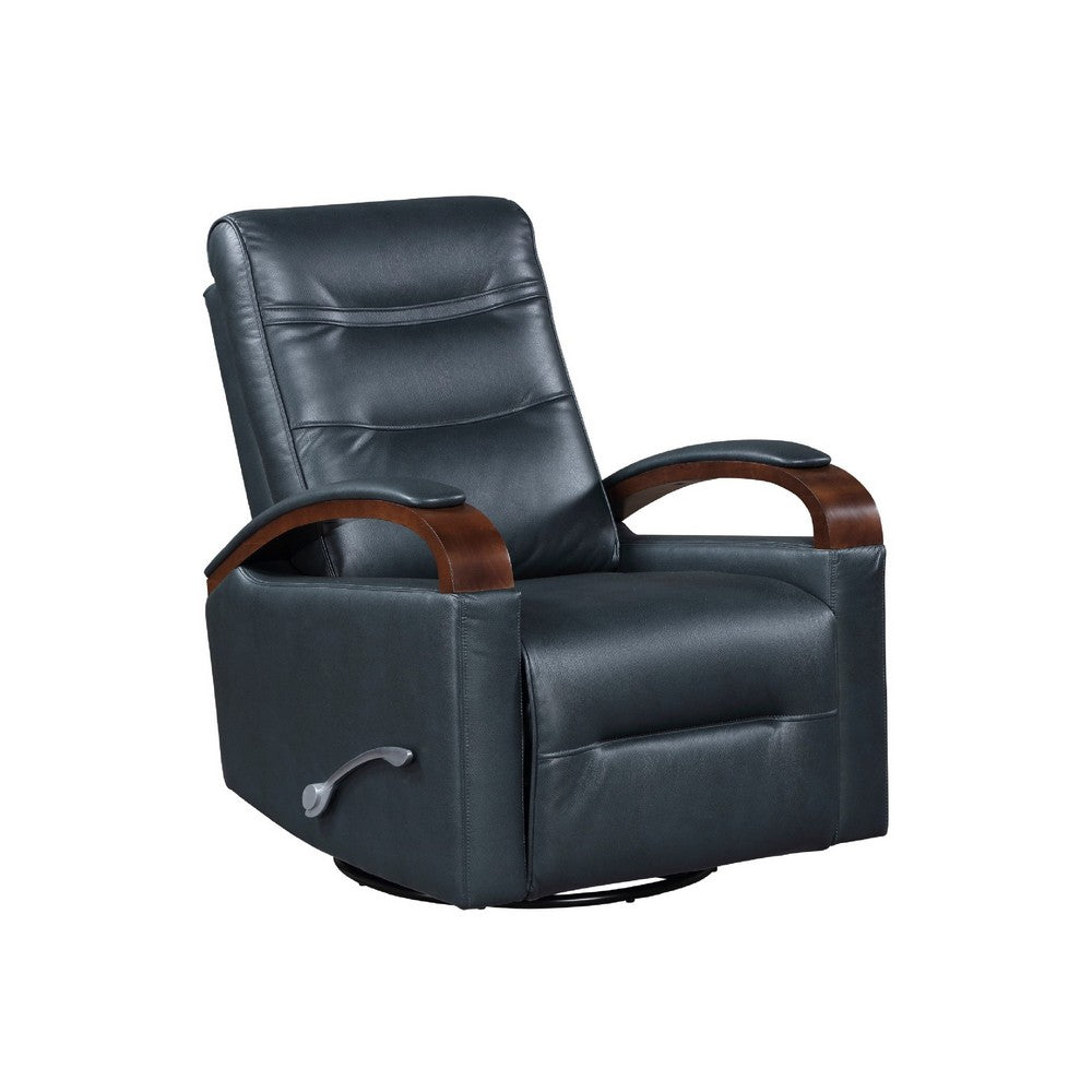 Gex Swivel Glider Manual Reclining Chair, Dark Blue Faux Leather - BM345348