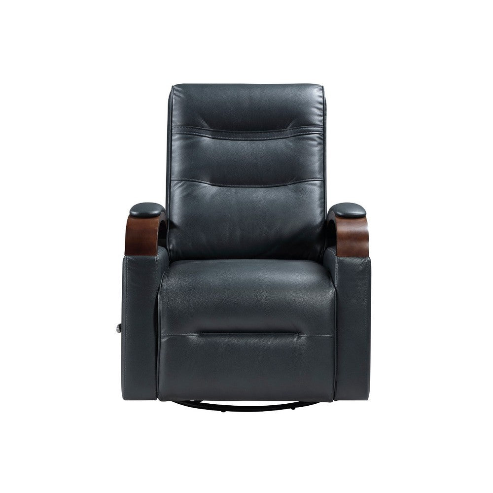 Gex Swivel Glider Manual Reclining Chair, Dark Blue Faux Leather - BM345348