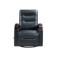 Gex Swivel Glider Manual Reclining Chair, Dark Blue Faux Leather - BM345348