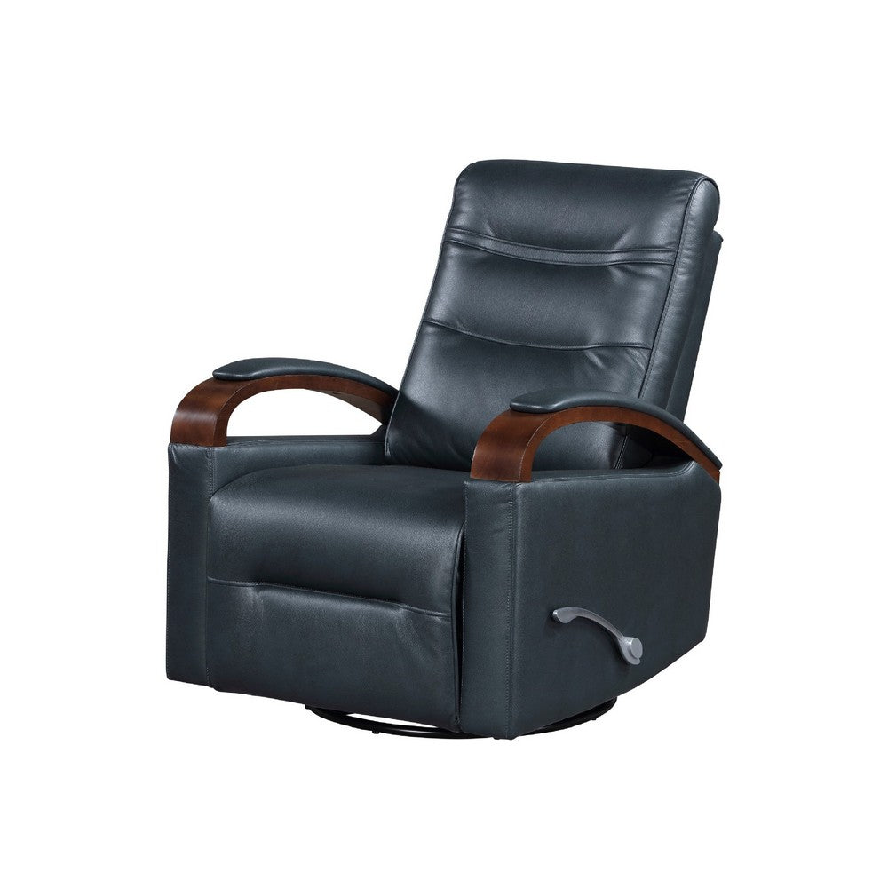 Gex Swivel Glider Manual Reclining Chair, Dark Blue Faux Leather - BM345348