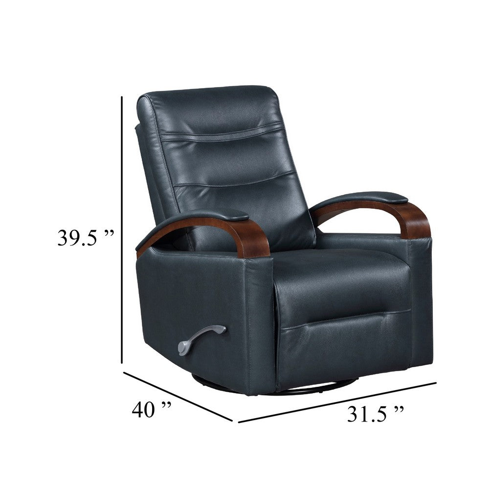 Gex Swivel Glider Manual Reclining Chair, Dark Blue Faux Leather - BM345348