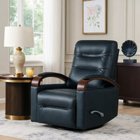 Gex Swivel Glider Manual Reclining Chair, Dark Blue Faux Leather - BM345348