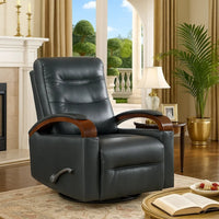 Gex Swivel Glider Manual Reclining Chair, Dark Blue Faux Leather - BM345348