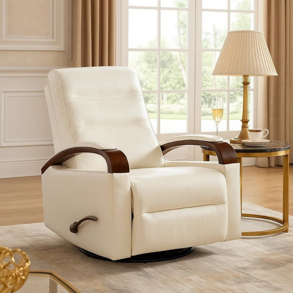 Gex Swivel Glider Manual Reclining Chair, Smoke Gray Faux Leather - BM345349