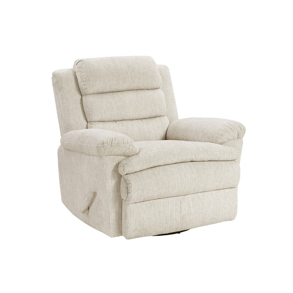 Oxy Swivel Manual Reclining Chair, Foam Pillow Arms, Beige Microfiber - BM345356