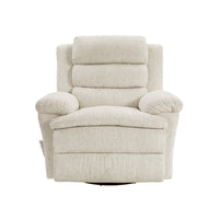 Oxy Swivel Manual Reclining Chair, Foam Pillow Arms, Beige Microfiber - BM345356