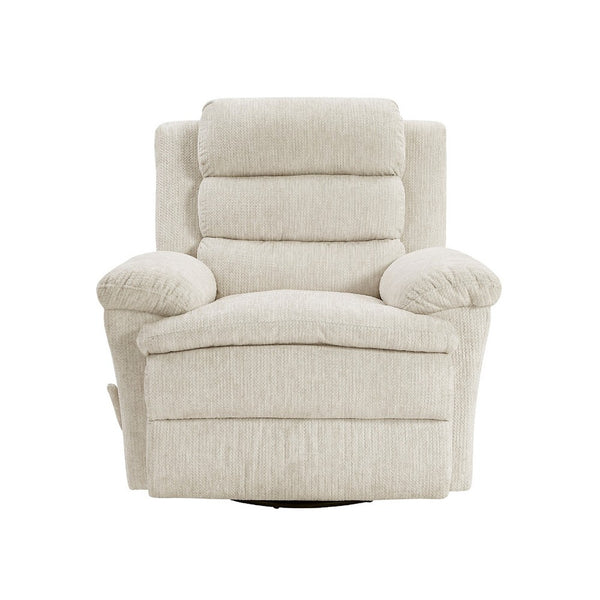 Oxy Swivel Manual Reclining Chair, Foam Pillow Arms, Beige Microfiber - BM345356
