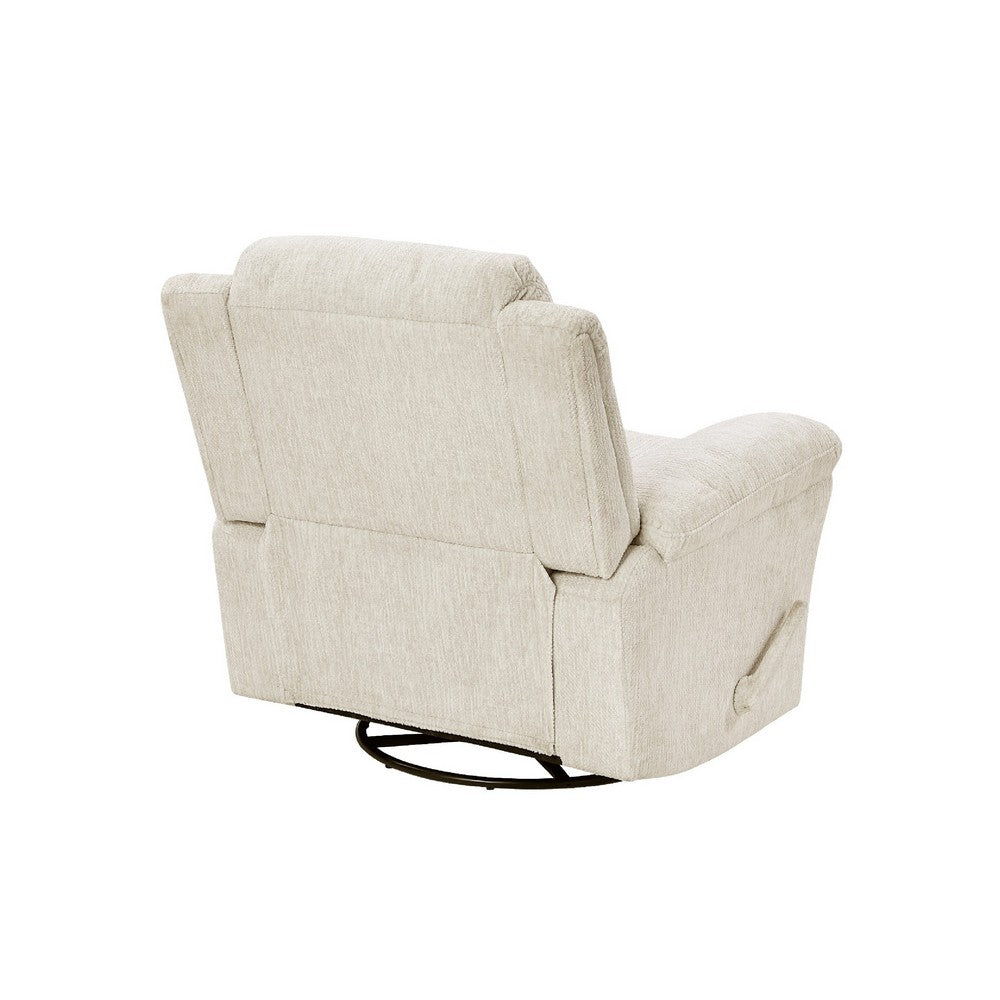 Oxy Swivel Manual Reclining Chair, Foam Pillow Arms, Beige Microfiber - BM345356