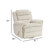 Oxy Swivel Manual Reclining Chair, Foam Pillow Arms, Beige Microfiber - BM345356