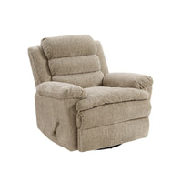 Oxy Swivel Manual Reclining Chair, Foam Pillow Arms, Brown Microfiber - BM345357