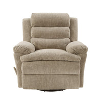 Oxy Swivel Manual Reclining Chair, Foam Pillow Arms, Brown Microfiber - BM345357