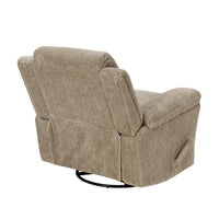 Oxy Swivel Manual Reclining Chair, Foam Pillow Arms, Brown Microfiber - BM345357