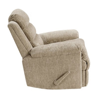 Oxy Swivel Manual Reclining Chair, Foam Pillow Arms, Brown Microfiber - BM345357