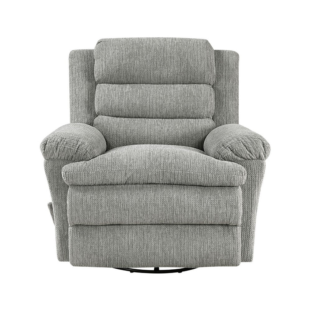 Oxy Swivel Manual Reclining Chair, Foam Pillow Arms, Gray Microfiber - BM345358