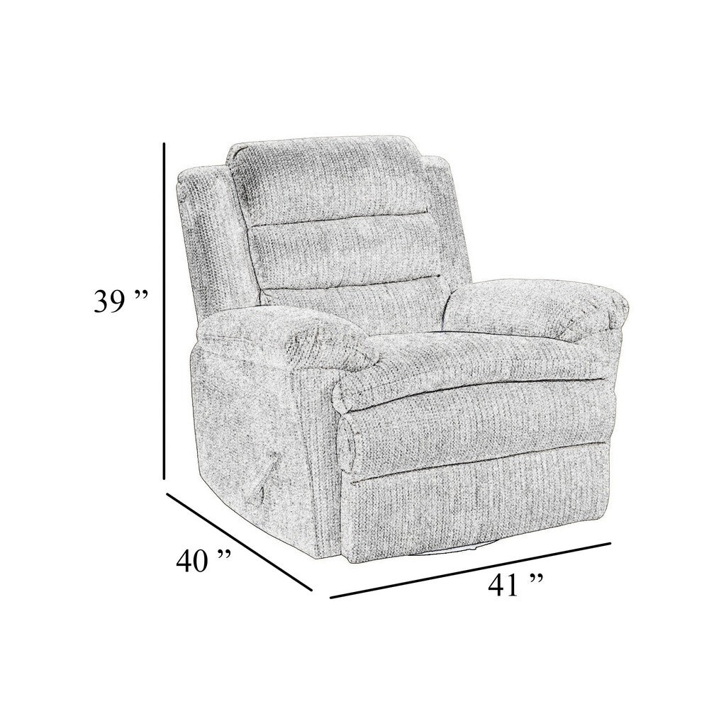 Oxy Swivel Manual Reclining Chair, Foam Pillow Arms, Gray Microfiber - BM345358