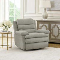 Oxy Swivel Manual Reclining Chair, Foam Pillow Arms, Gray Microfiber - BM345358