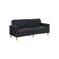Mala Sleeper Sofa, Foam Padded, Black Faux Leather, Walnut Brown Legs - BM345360