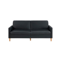 Mala Sleeper Sofa, Foam Padded, Black Faux Leather, Walnut Brown Legs - BM345360