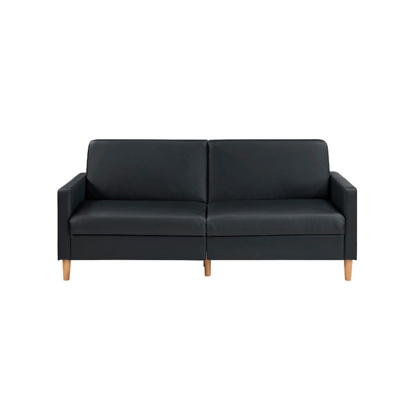 Mala Sleeper Sofa, Foam Padded, Black Faux Leather, Walnut Brown Legs - BM345360