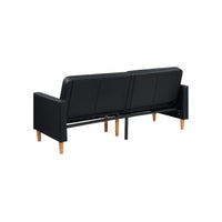 Mala Sleeper Sofa, Foam Padded, Black Faux Leather, Walnut Brown Legs - BM345360
