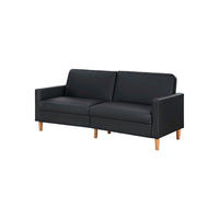 Mala Sleeper Sofa, Foam Padded, Black Faux Leather, Walnut Brown Legs - BM345360