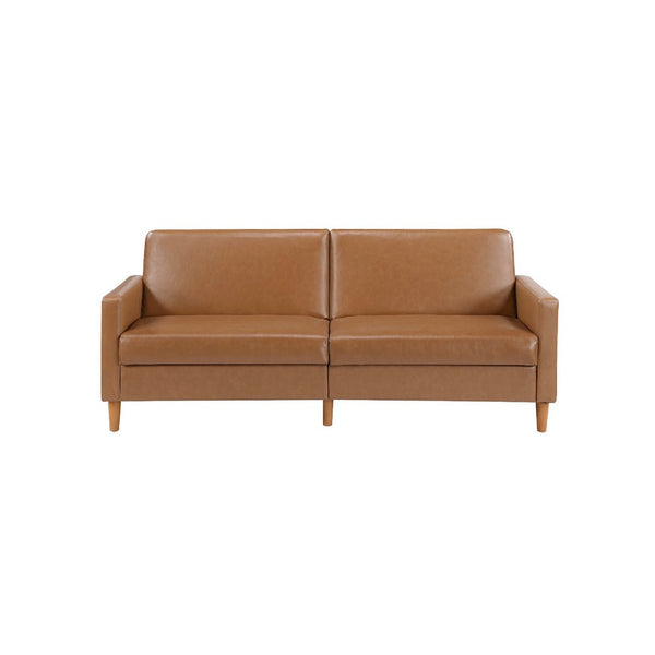 Mala Sleeper Sofa, Foam Padded, Camel Brown Faux Leather, Wood Frame - BM345361