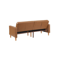Mala Sleeper Sofa, Foam Padded, Camel Brown Faux Leather, Wood Frame - BM345361